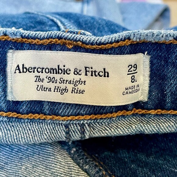 Abercrombie & Fitch The 90s Straight Ultra High Rise Medium Wash Jeans Womens 29 - Picture 4 of 12